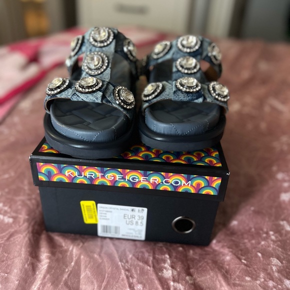 Kurt Geiger Denim Embellished Sandals - Picture 4 of 4